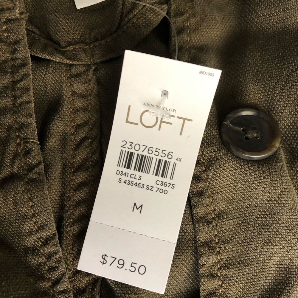 Loft Ann Taylor olive green button down utility vest army green vintage